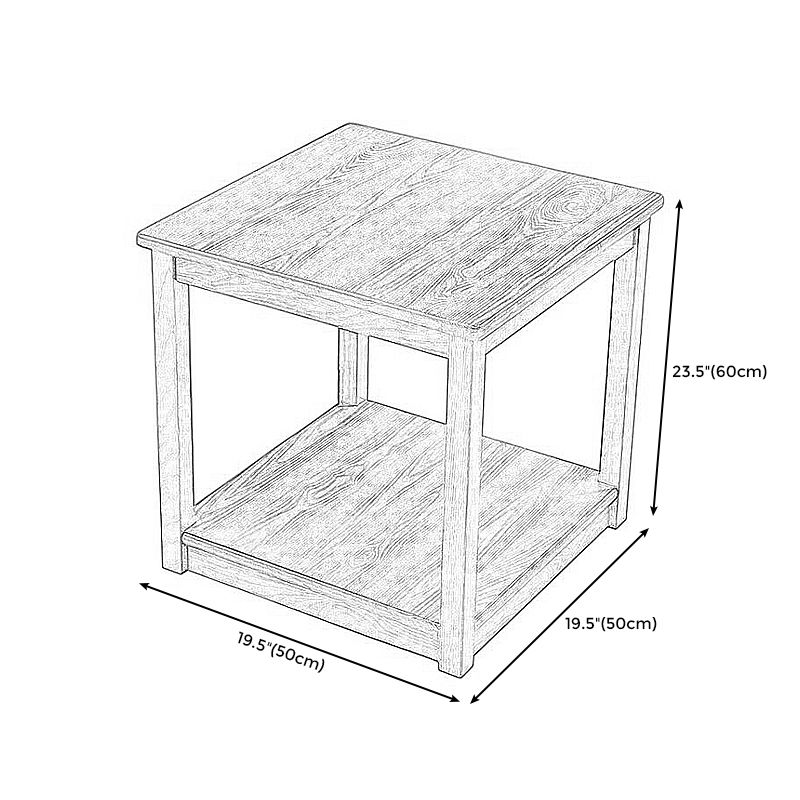 Farmhouse Square Wood End Table Brown/Walunt Sofa Side Table with Storage