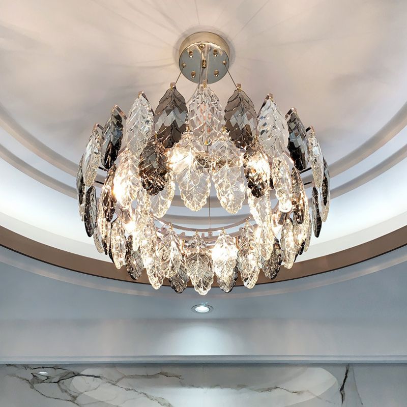 Luce soffitto a sospensione tamburo modernista modernista fumio grigio cristallo soggiorno lampada lampada