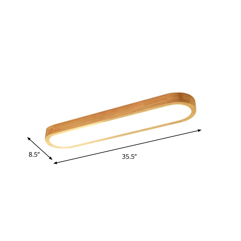 Minimalist Oblong Soffitto Illuminazione Legno Living Room LED Flush Montato Light in Warm / White Light, 25,5 "/35.5" /47 " Lungo