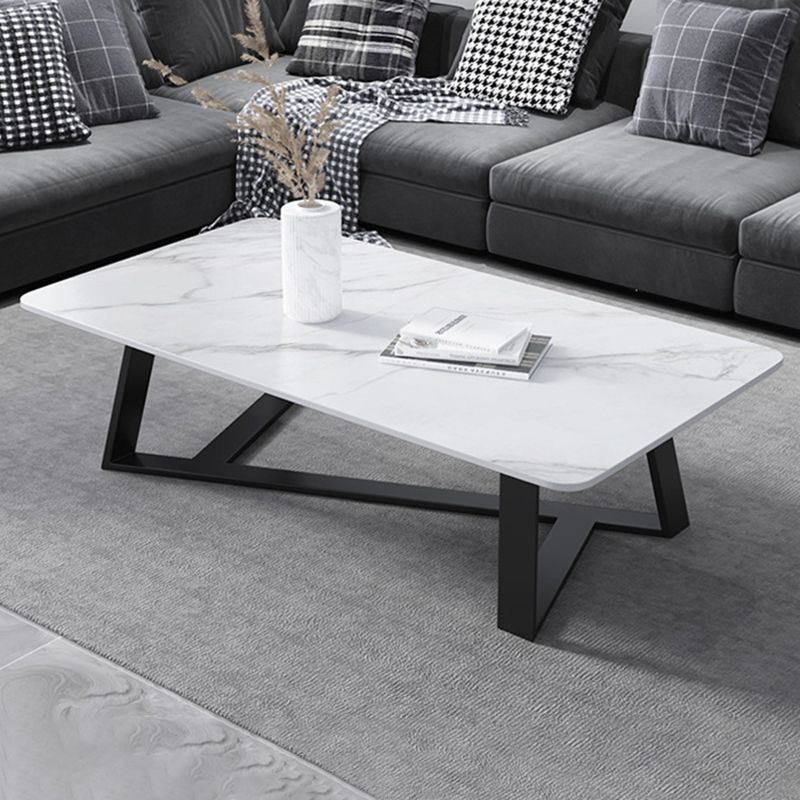 17"H Contemporary Coffee Table Single Slate Coffee Cocktail Table