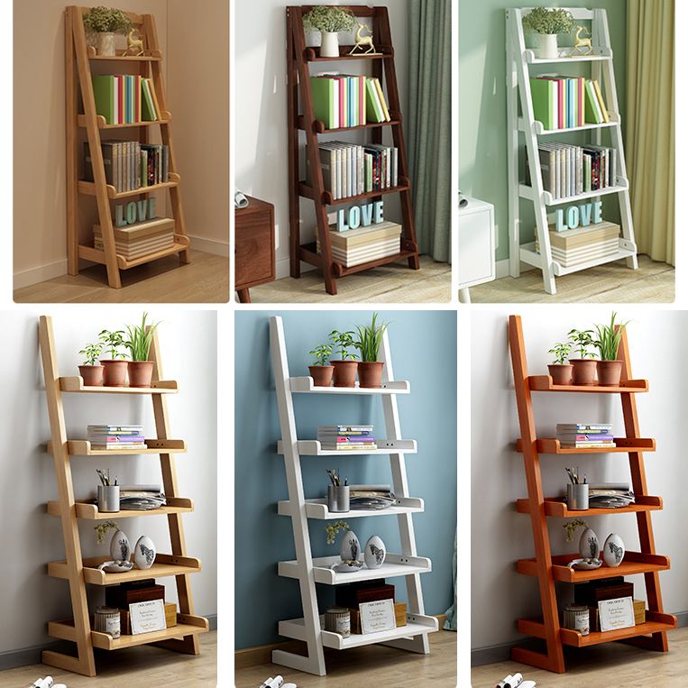 Ladder Bookshelf Modern Wooden Bookcase for Living Room 55.1"H