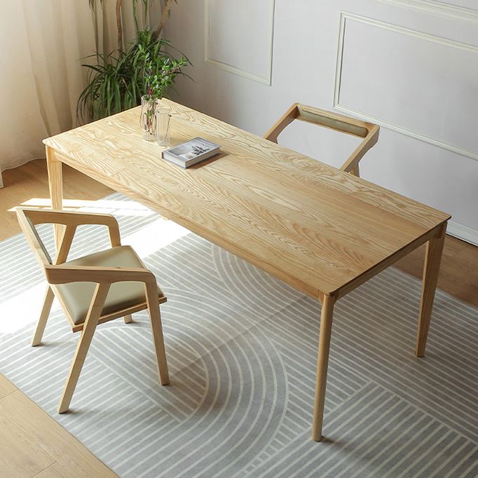 Modern 1/2/3/4/5 Pieces Dining Set Rectangle Solid Wood Legs Dinette Set in Natural