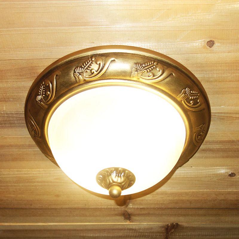 Plafonniers traditionnels à montage encastré, plafonnier simple avec abat-jour en verre