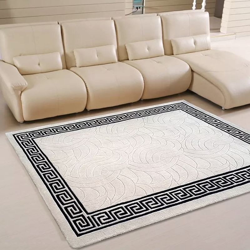 Modern European Pattern Rug Apricot Tone Polyester Carpet Stain Resistant Indoor Rug for Home Decor