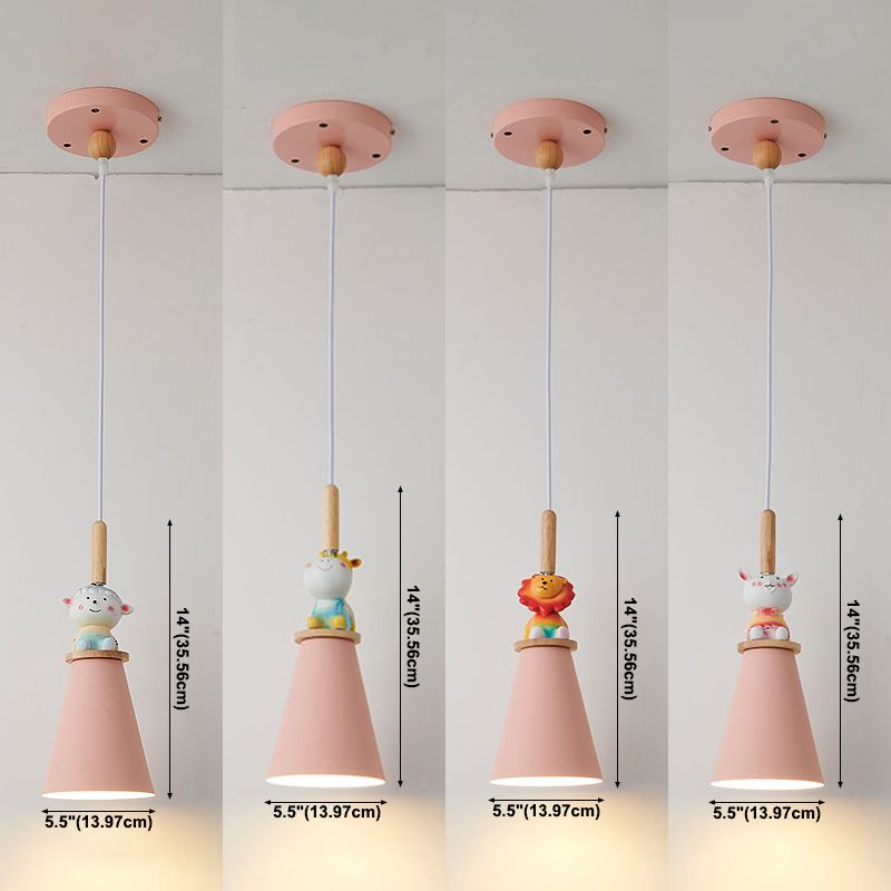 Metal Cone Shape Hanging Lights Modern Style 1 Light Hanging Mount Fixture for Bedside