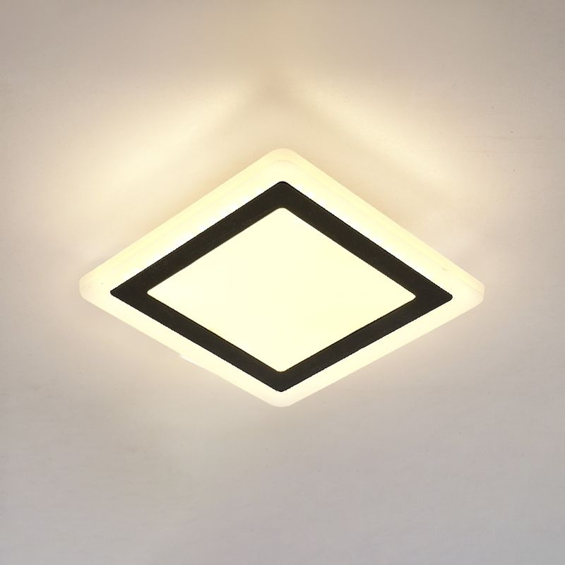 Plafonnier LED de forme carrée en fer moderne, 1 lumière, montage encastré pour allée et balcon