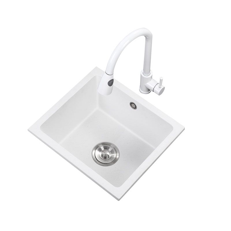 Quartz Kitchen Sink Drop-In Kitchen Sink with Basket Strainer