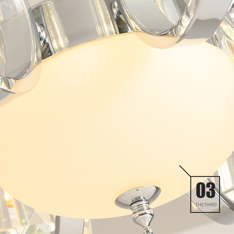 Transparent Ribbed Crystal Chandelier Light Modernism Multi Lights Dining Room Suspension Pendant Light with Sliver Twisted Arm