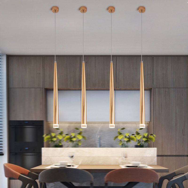 Gold Conical Hanging Light Fixture Simple 1-Light Metal Pendant Lighting for Bar