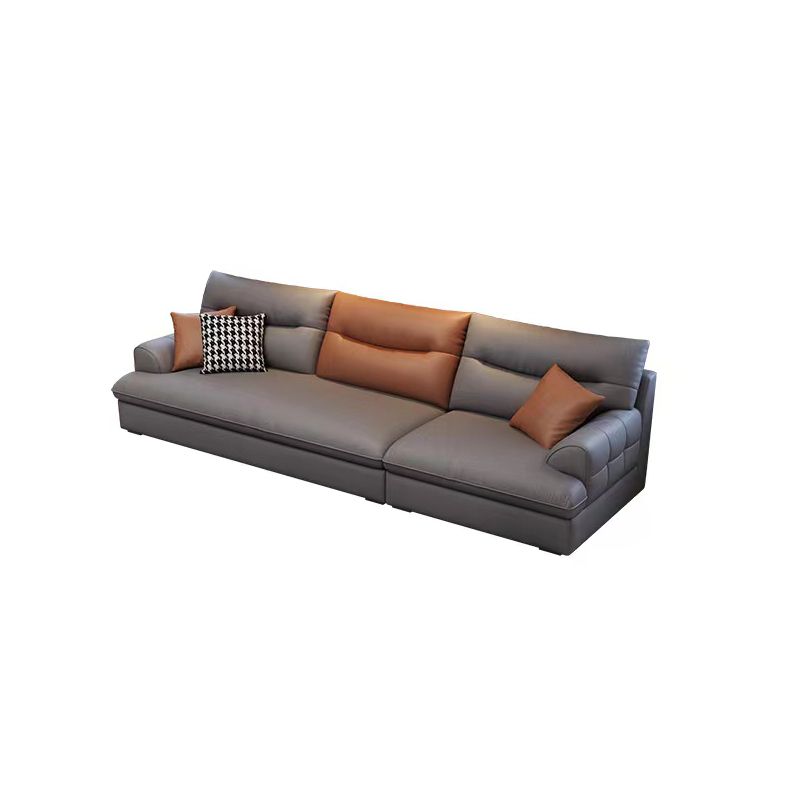 Modernism Faux Leather 3/4-seat Sectional Flared Arm Sectional