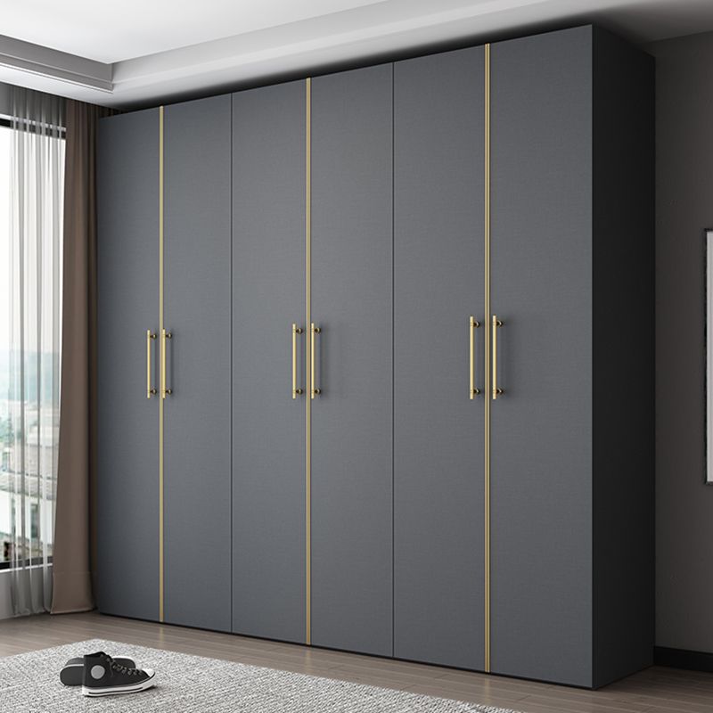 Modern Wardrobe Closet Grey Engineered Wood Wardrobe Cabinet