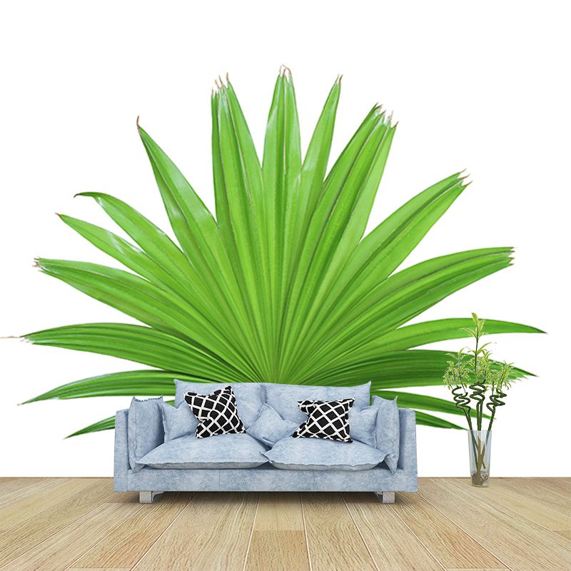 Tropical Leaves Mural Soft Color Stain Resistant Wall Art for Living Room