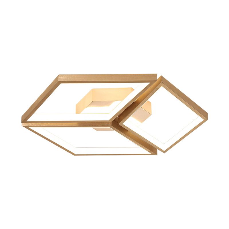 Goud gesplitste ruitvormige plafondlamp Noordse metalen slaapkamer Geïntegreerde LED-plafondinbouw in warm/wit, 18"/23,5" W
