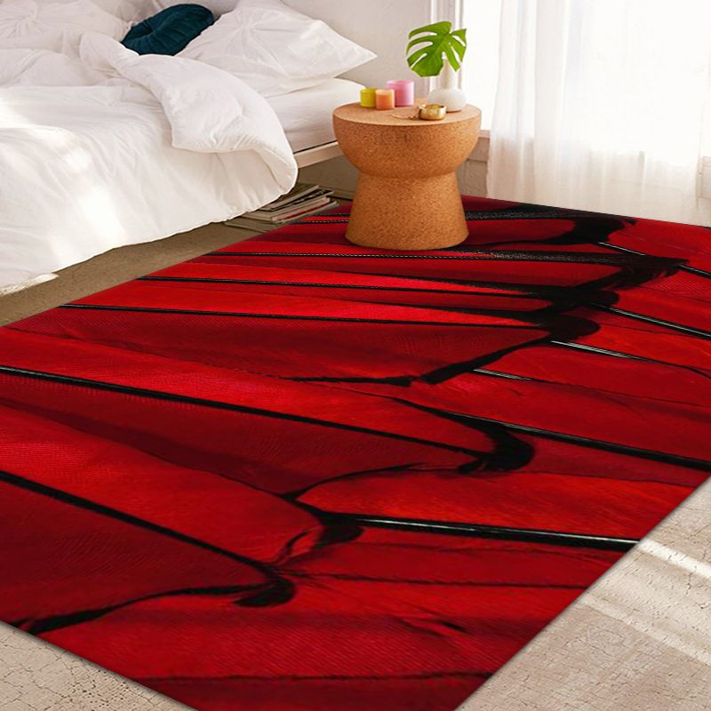 Dark Green Peacock Feathers Rug Polyester Modern Rug Washable Rug for Home Decor