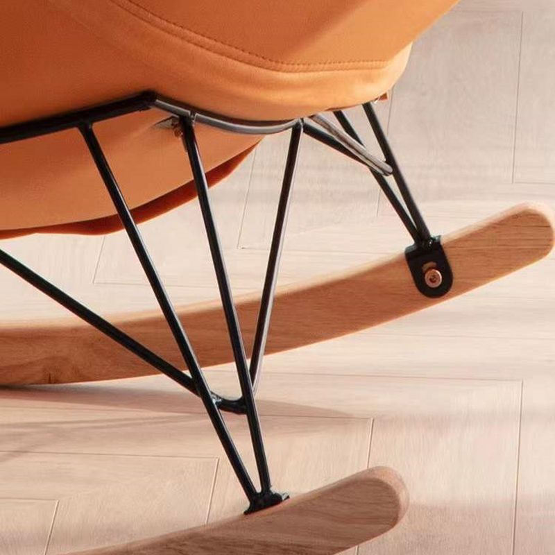 Contemporary Rocking Chair Solid Color Faux Leather Indoor Rocker Chair with Cushions