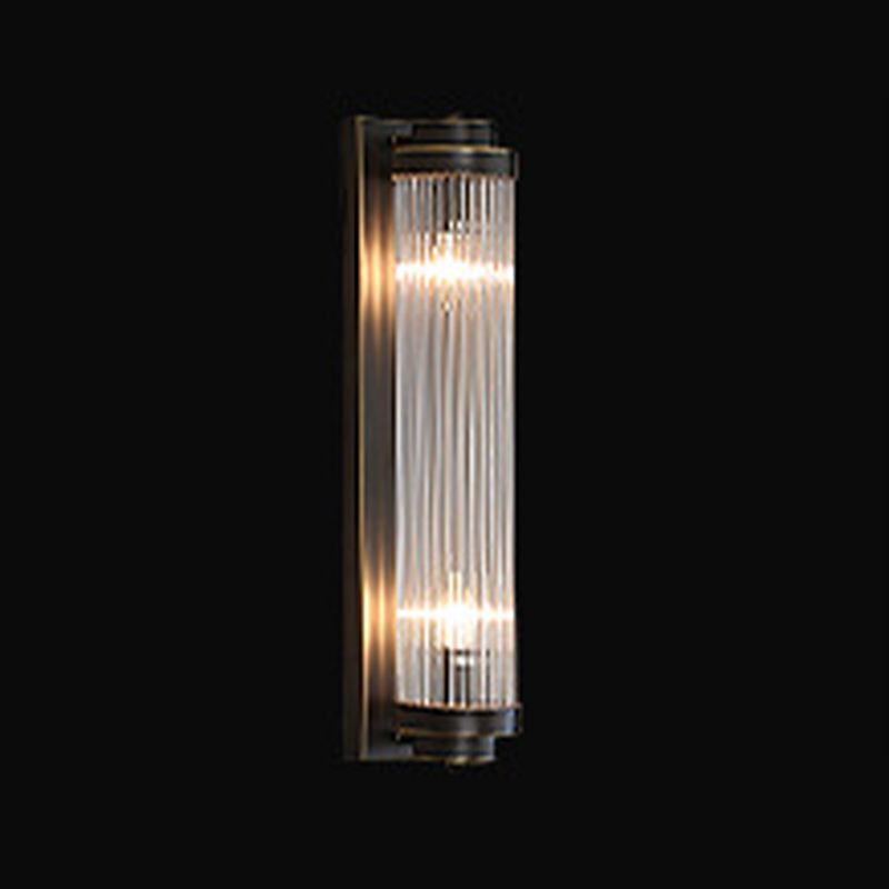 Modern Style Cylinder Wall Sconce Crystal 2 Light Sconces for Living Room