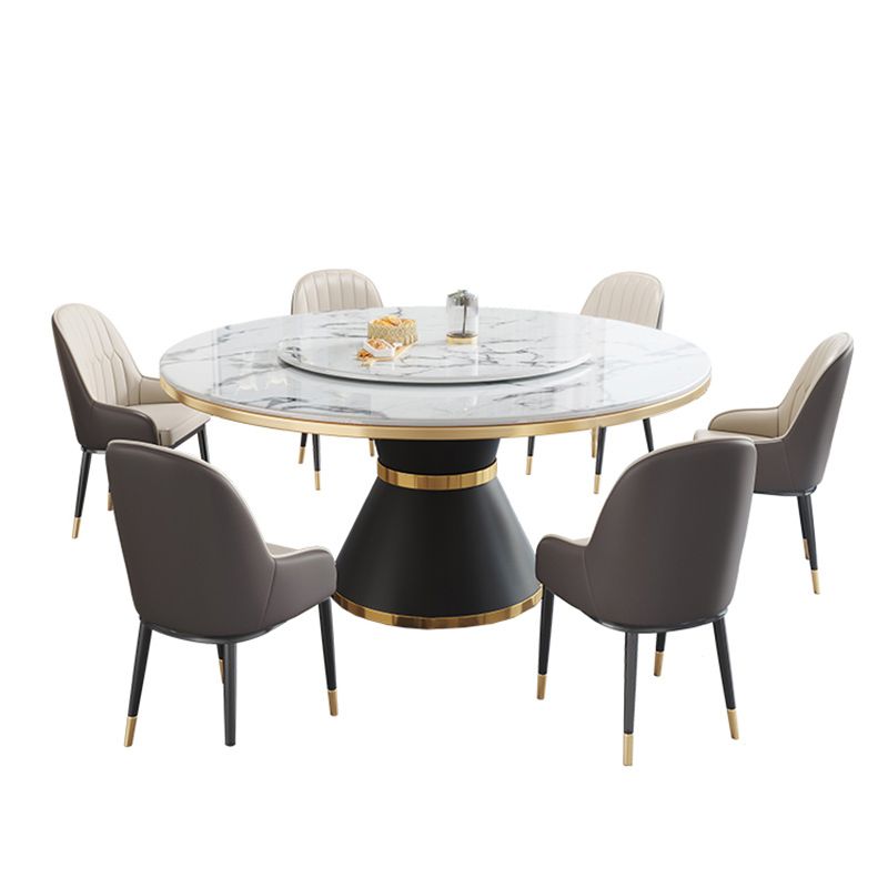 Modern Dining Set 1/5/7 Pcs Round Marble Dining Table and Upholstered Chairs
