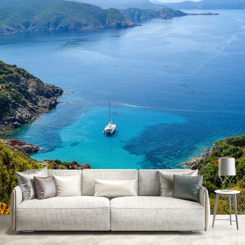 Sea Photography Pattern Mildew Wall Mural Horizontalt for Living Room
