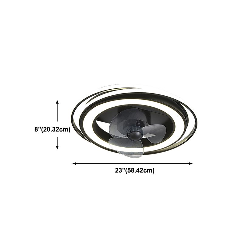 Lámpara de ventilador LED geométrico moderno de 360 grados de semi flush de montaje de montaje con rubor