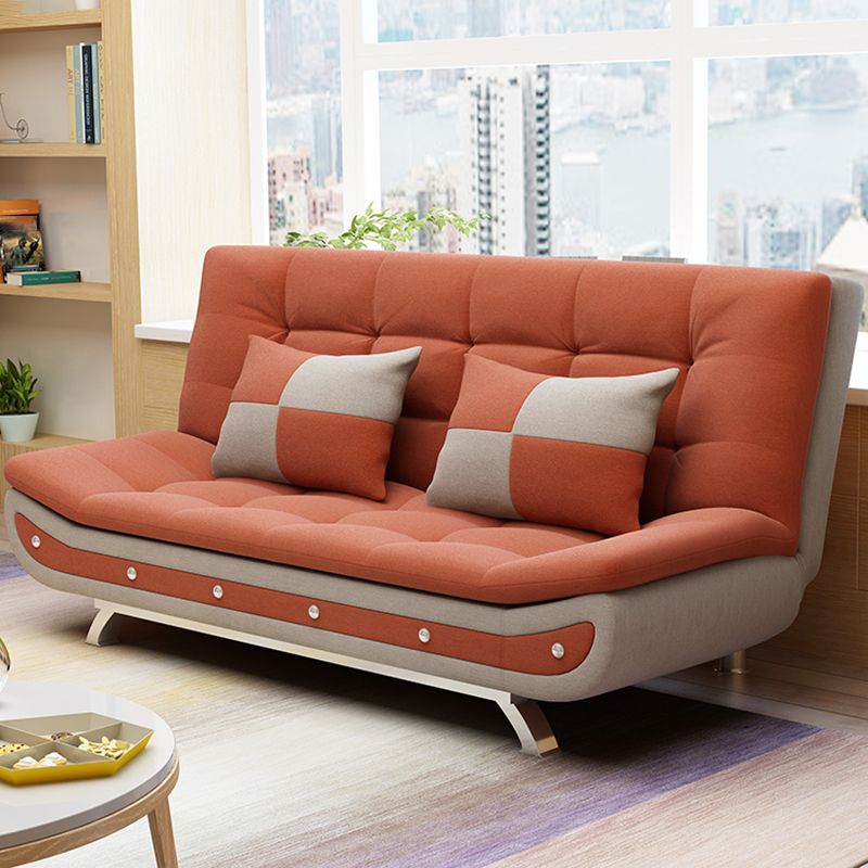 Cotton Blend Convertible Contemporary Biscuit Back Armless Sofa Bed