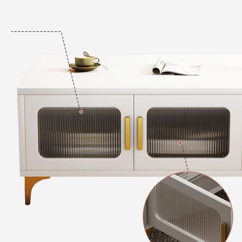 4 Legs Rectangle Cocktail Table Wood Single Coffee Table with Storage Drawers