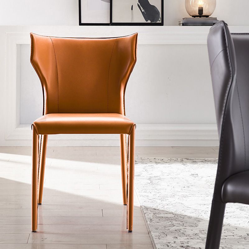 Silla moderna de metal para interiores y exteriores, silla lateral de comedor sin brazos con respaldo