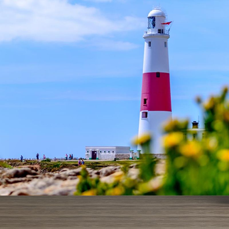 Stain-Proof Beacon in Morning Mural Decal Non-Woven Nautical Wall Decor for Boys Bedroom