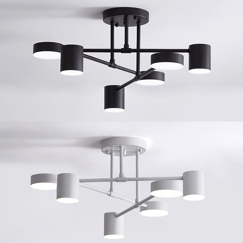 Luci cilindriche del lampadario cilindrico in metallo moderno a 6 luci a pendente