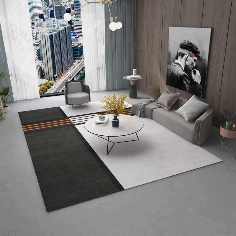 Orange Modern Area Carpet Geometric Pattern Polyester Area Rug Stain Resistant Rug for Home Decor