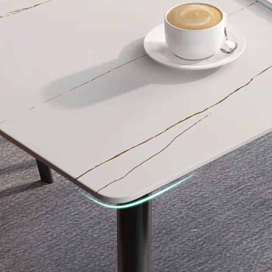 Rectangle Sintered Stone Dining Table Industrial Kitchen Table with 4 Legs