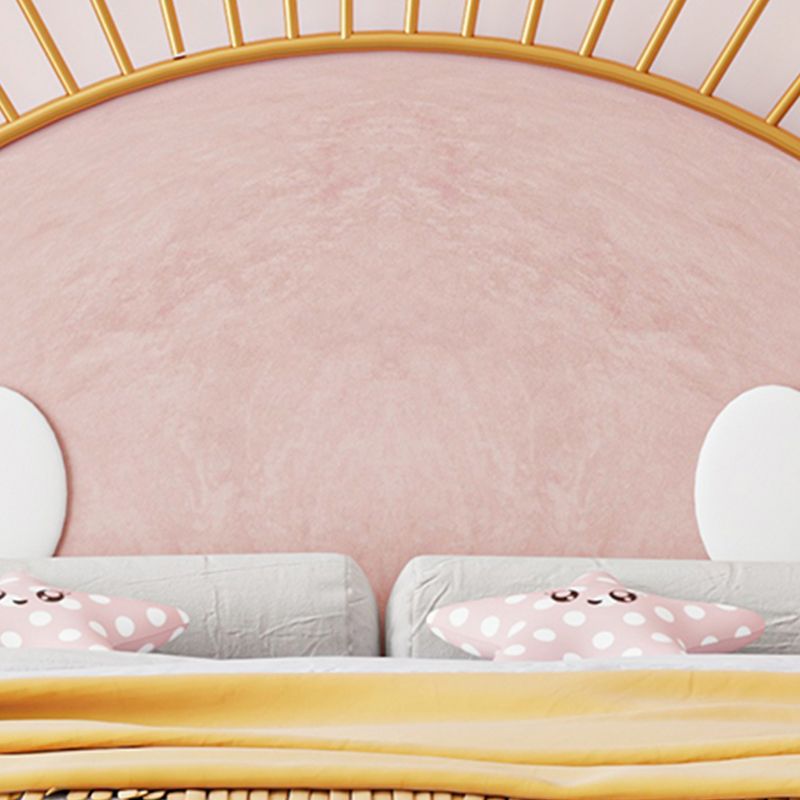 Glam Open-Frame Bed with Upholstered Headboard and Metal Legs