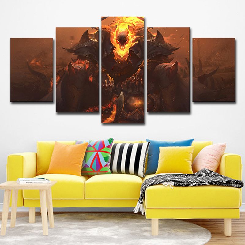 Kids LOL Thresh Printed Canvas Yellow Multi-Piece Wall Art Decor for Teenage Bedroom