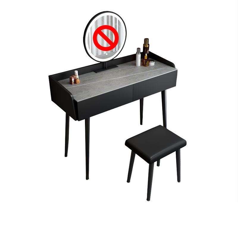 Contemporary Stone Makeup Dressing Table 2-Drawer Vanity Table Set