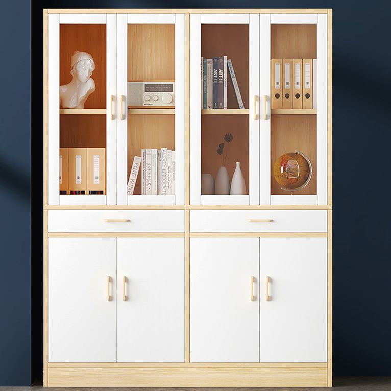 Contemporary Shelf Bookcase with Doors Vertical Bookshelf for Study Room