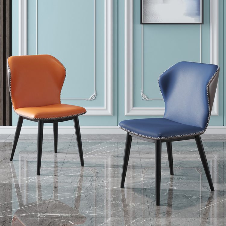 Industrial Metal Dining Room Chair Faux Leather Dining Chair for Restaurant Use