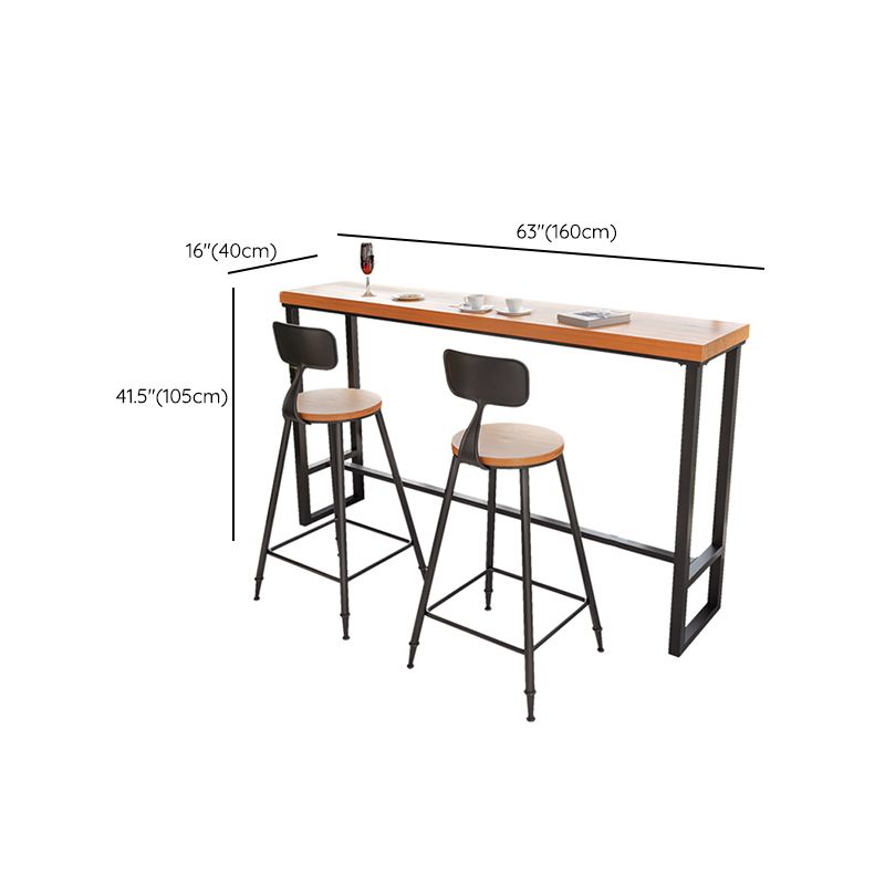 Solid Wood Bar Table Industrial Rectangle Bar Table with Black Legs