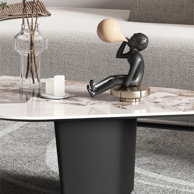 15"H Contemporary Cocktail Table Stone Sled Coffee Cocktail Table