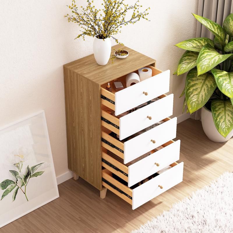 Contemporary Engineered Wood Bedroom Storage Chest Vertical Chest with Drawers