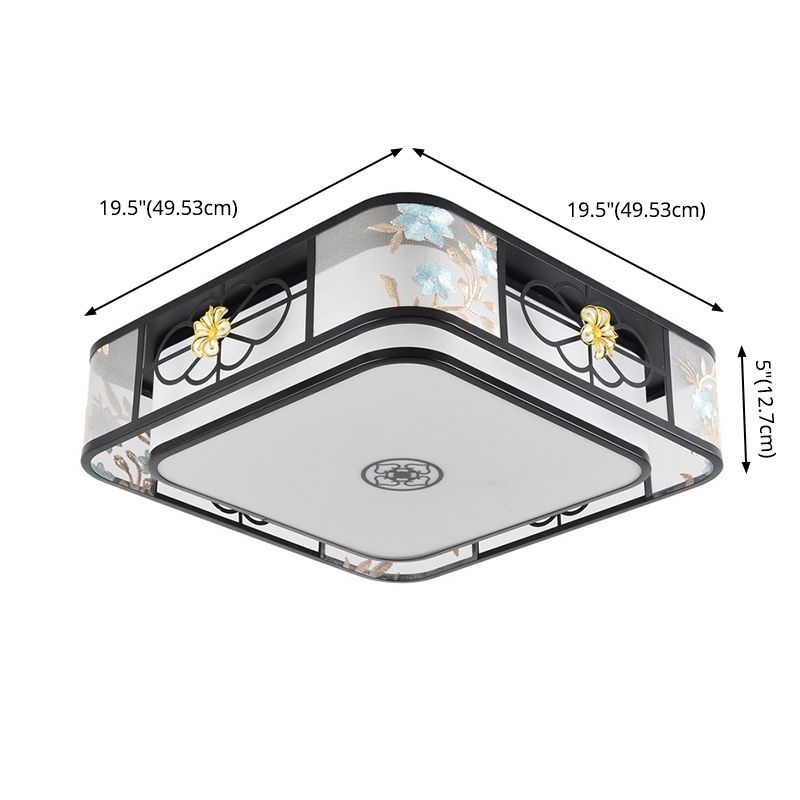 Geometrische Flush Mount Lighting Stoff Traditionelle Chinesische stil Flush Ceiling Licht-Leuchten für Schlafzimmer