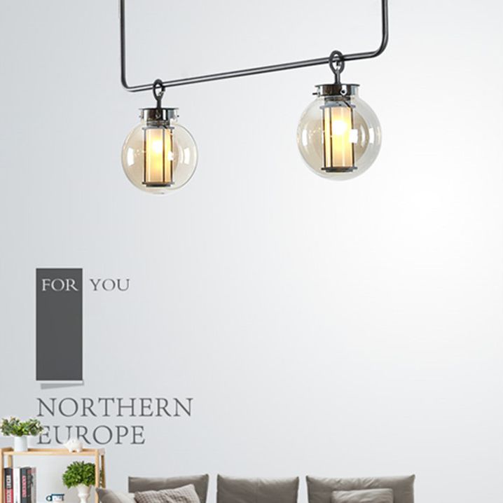 Vetro 2 luci isola illuminazione a sospensione sferico isola industriale lampade per bar