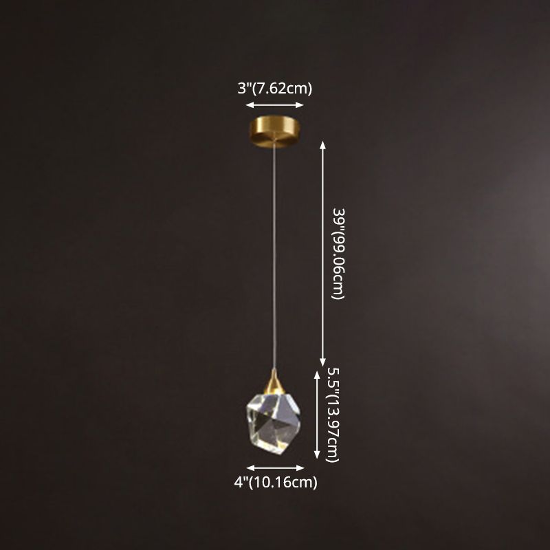 Modern Stone Hanging Ceiling Light Crystal LED Bedroom Suspension Lighting in Gold