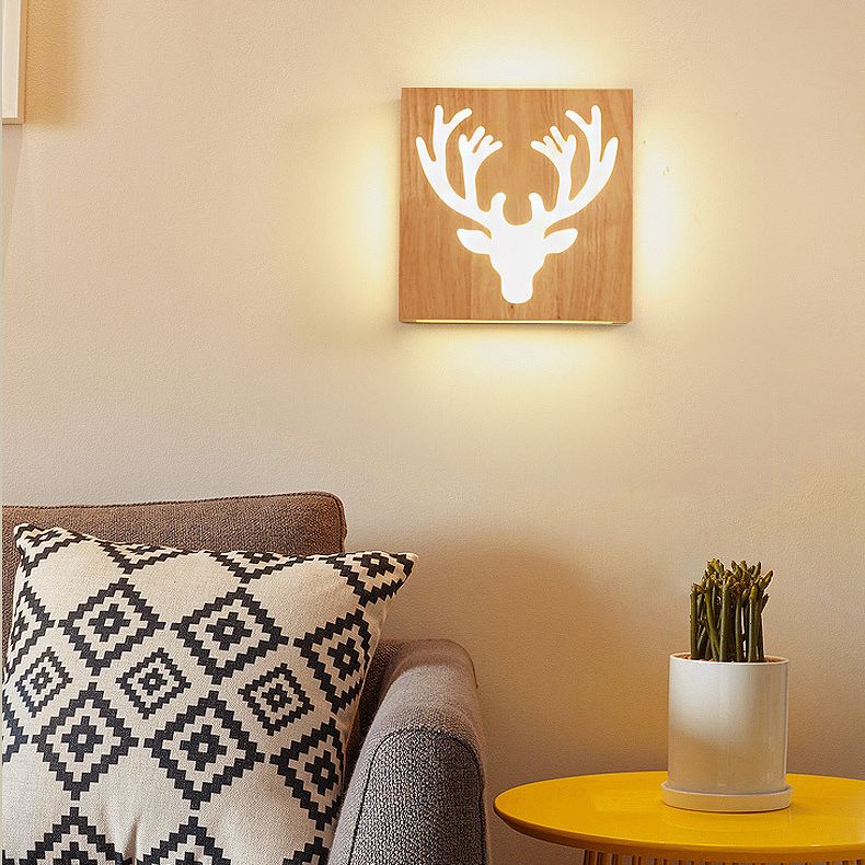 Retangular Schatten Wandbeleuchtung moderner einfacher Holzstil 1 Licht in Braun