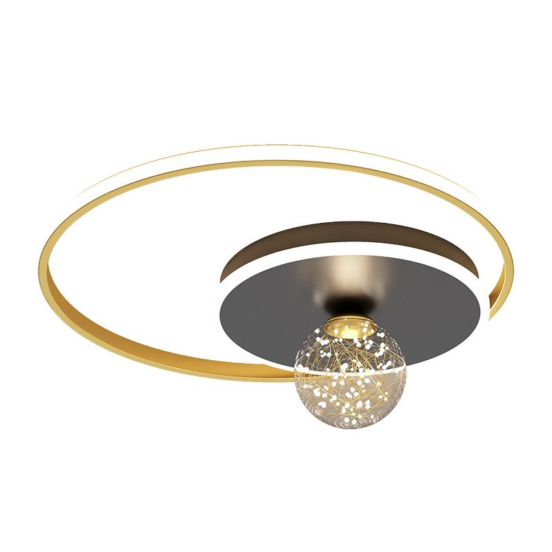 3-Lights Geometric Shade Flush Mount Modern Style Flush Mount Ceiling Lighting Fixture in Gold