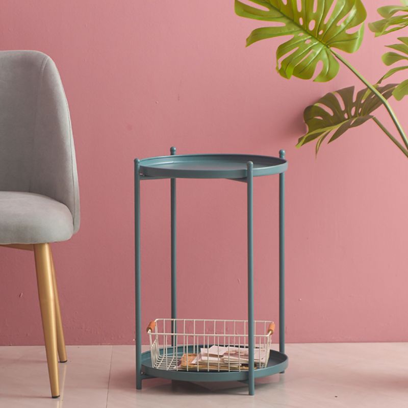 Mid-Century Round Tray Top Side End Table 4 Legs Side Side Table
