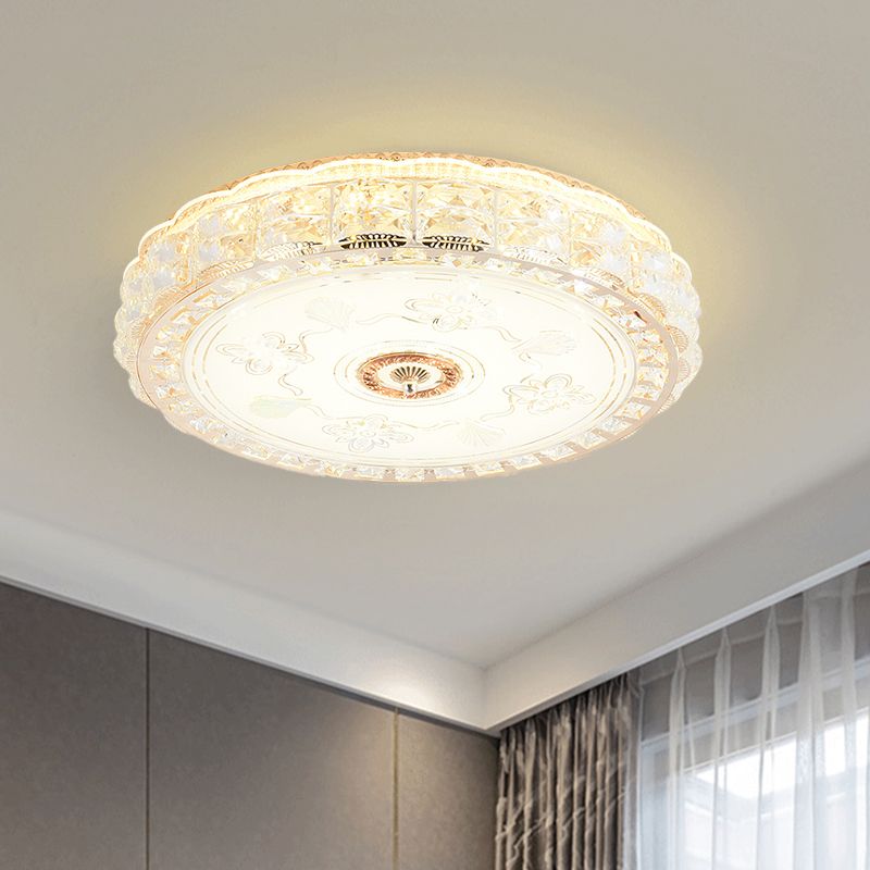 Round/Square Bedroom Ceiling Lamp Contemporary Clear Crystal LED Gold Flush Light Fixture