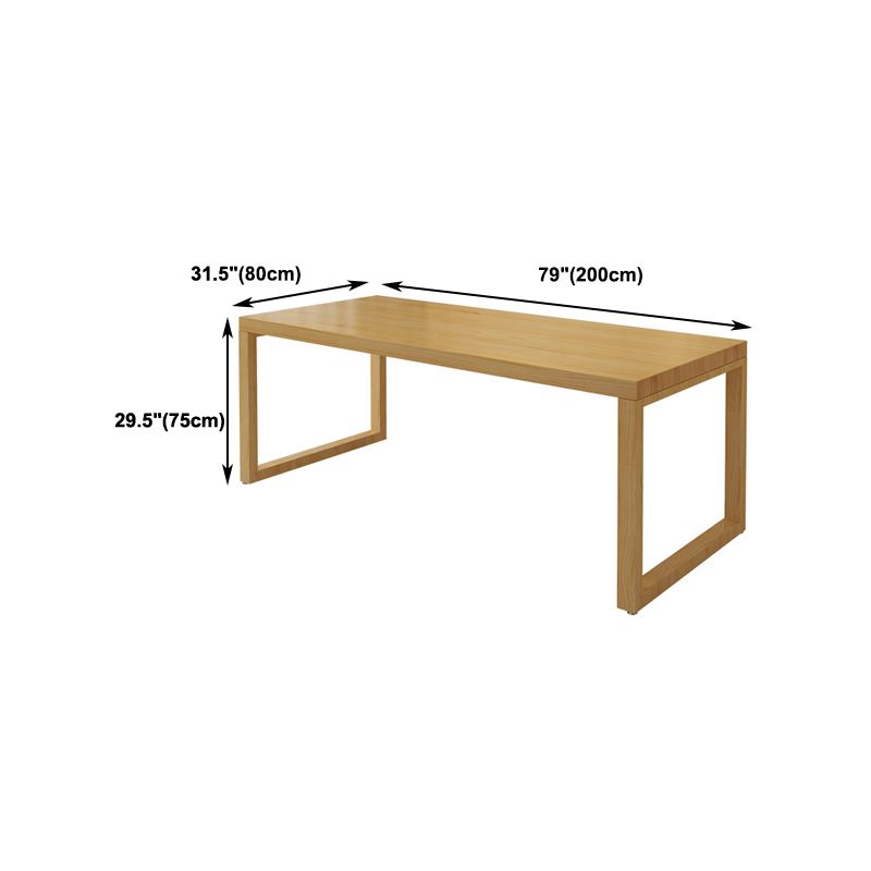 30"H Modern Office Desk Solid Wood Rectangular Natural Writing Desk