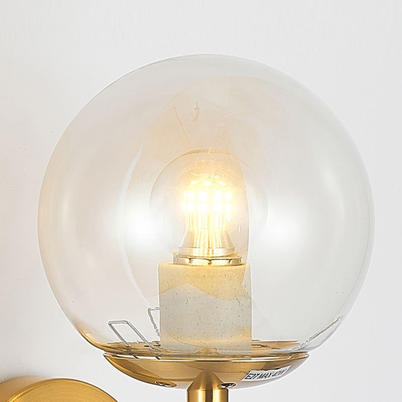 Modern Style Ball Shade Wall Light Glass 1 Light Sconces in Gold for Living Room