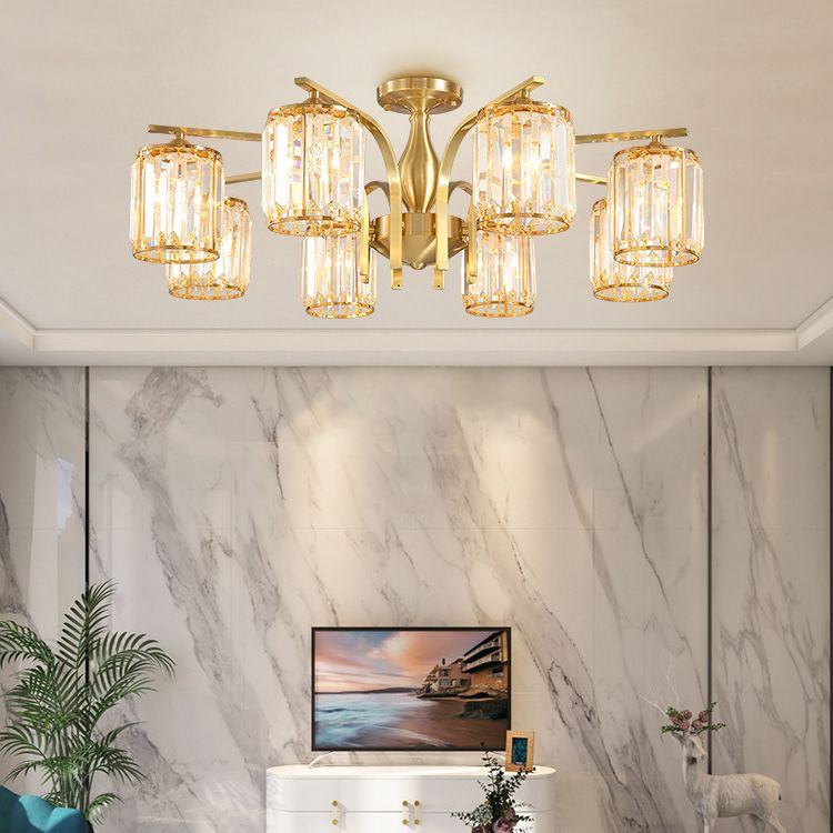 Modern Minimalist Ceiling Lamp Crystal Shade Flush Mount Light Fixture for Bedroom