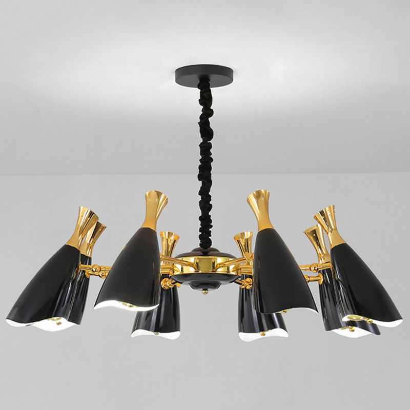 Trompeta negra colgante colgante de la lámpara de metal contemporánea accesorio de iluminación