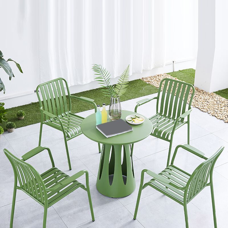 Green Stacking Dining Side Chair Arms Included Outdoor Bistro Chairs